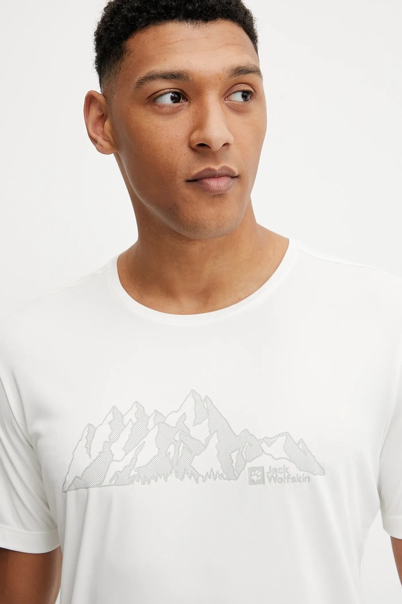 Jack Wolfskin trekingové tričko pánske Peak Graphic biela A63269