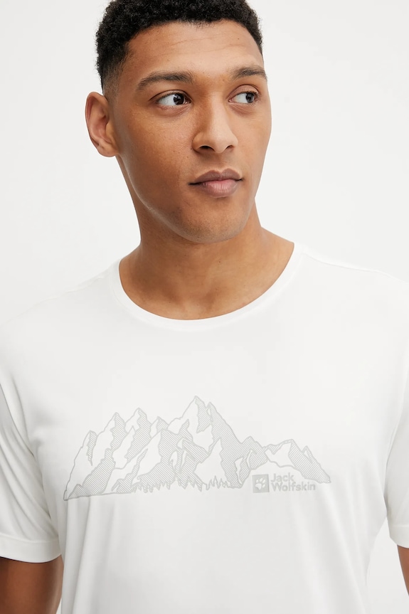 Jack Wolfskin trekingové tričko pánske Peak Graphic biela A63269