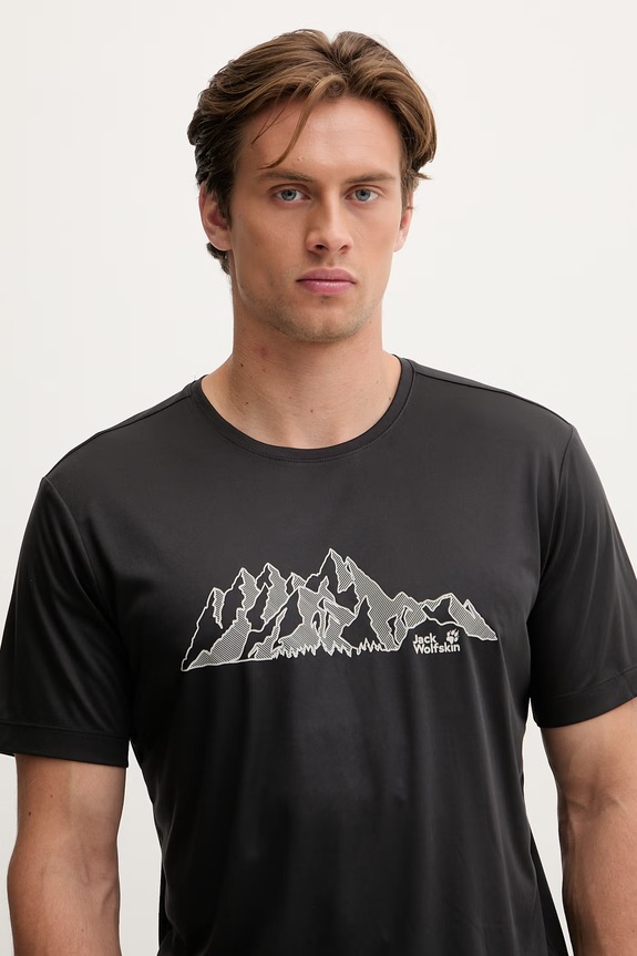 Jack Wolfskin T-shirt trekkingowy męski Peak Graphic czarny A63269