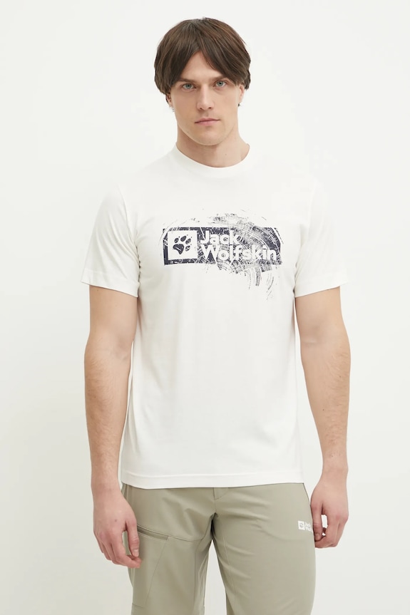 Jack Wolfskin tricou Brand print bej A64116