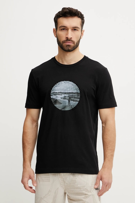 BOSS Green t-shirt sovrastampa nero 50537847