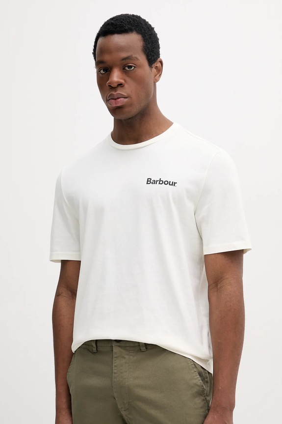 Bavlněné tričko Barbour Homelane Relaxed Fit T-Shirt kulatý béžová MTS1397