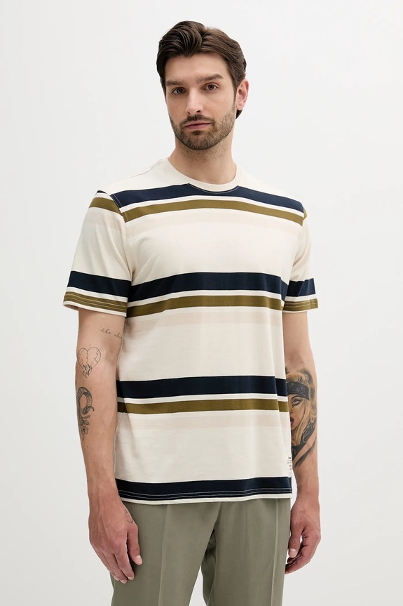 Barbour t-shirt in cotone Golborne Stripe Relaxed Fit T-Shirt regolare beige MTS1409
