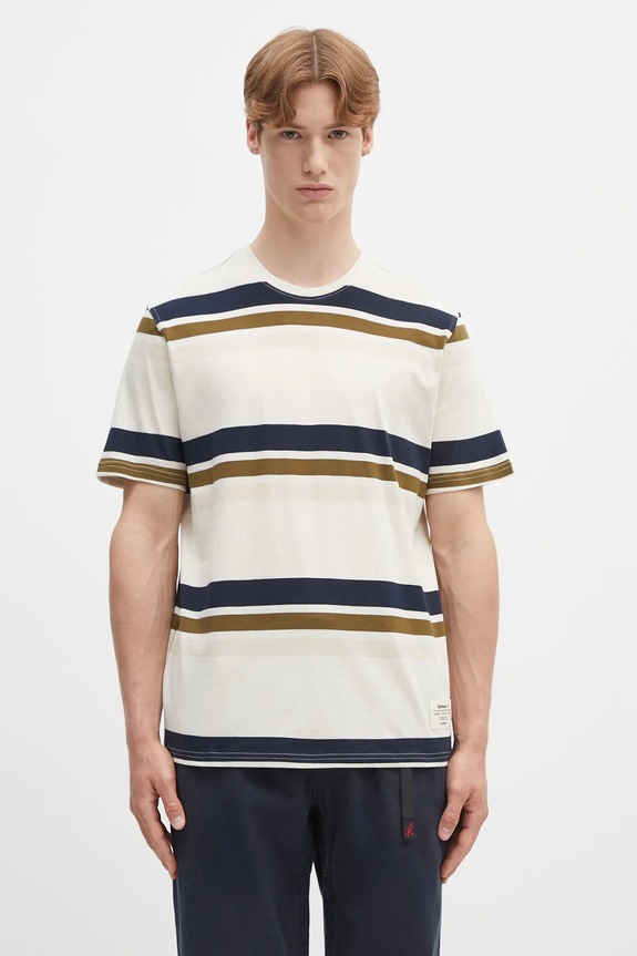 Barbour t-shirt in cotone Golborne Stripe Relaxed Fit T-Shirt regolare beige MTS1409