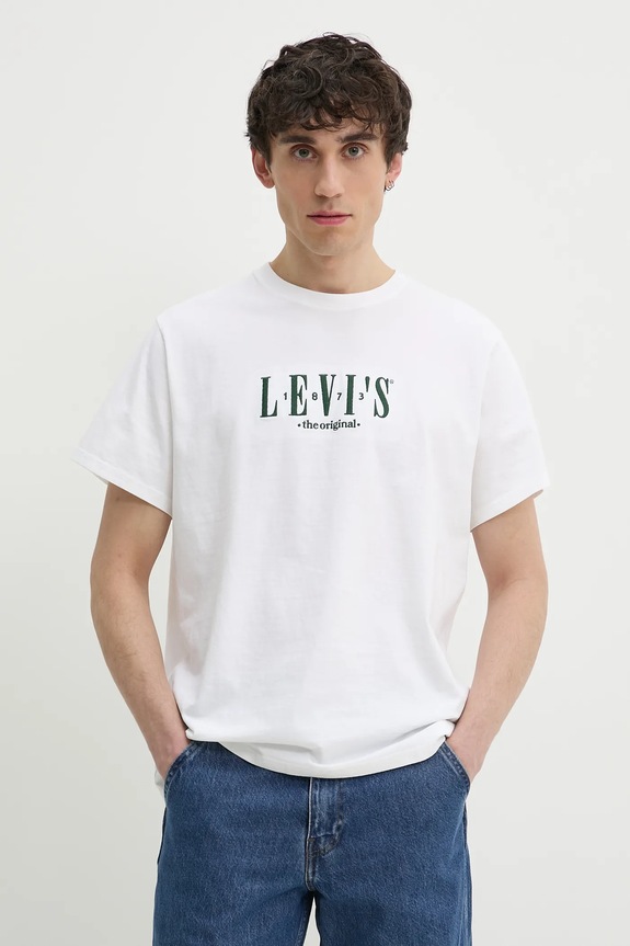 Levi's t-shirt bawełniany SS RELAXED FIT TEE aplikacja biały 16143.1675