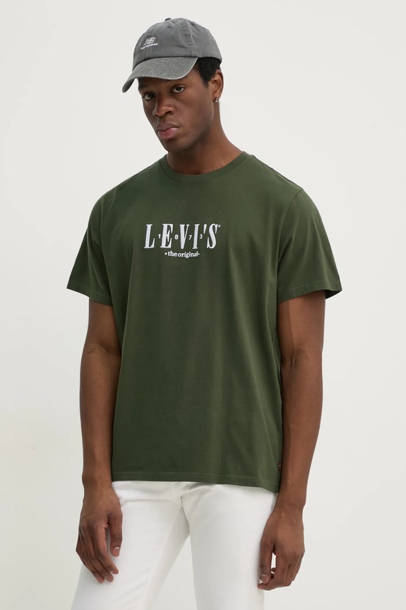 Levi's pamut póló SS RELAXED FIT TEE pamut zöld 16143.1676
