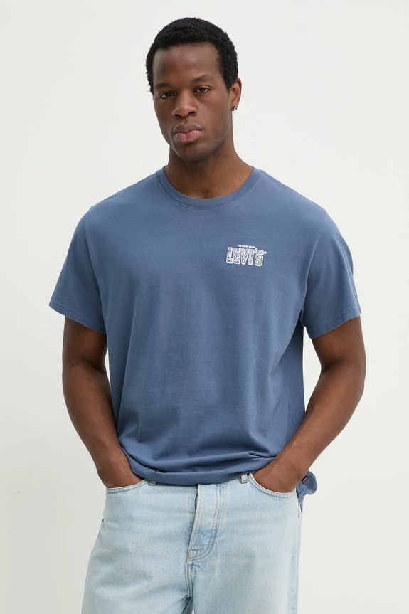 Βαμβακερό μπλουζάκι Levi's SS RELAXED FIT TEE στάμπα μπλε 16143.1923