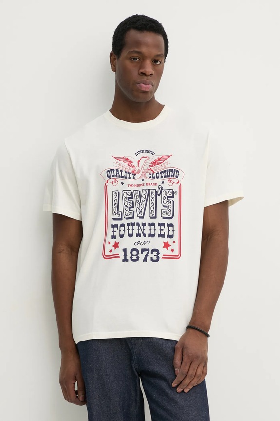 Bavlněné tričko Levi's SS RELAXED FIT TEE kulatý béžová 16143.1924