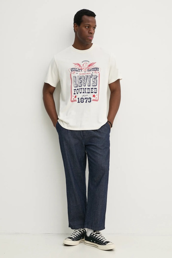 Bavlněné tričko Levi's SS RELAXED FIT TEE 16143.1924 béžová SS25