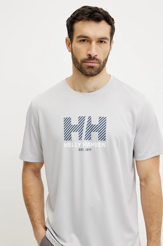 Helly Hansen t-shirt sportowy Tech Graphic szary 49574