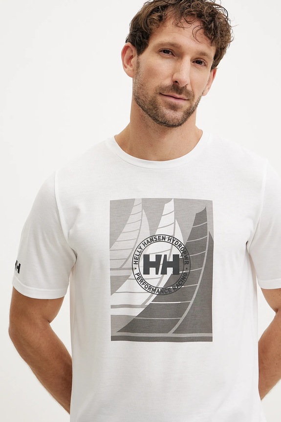 Αθλητικό μπλουζάκι Helly Hansen Race Graphic λευκό 34419