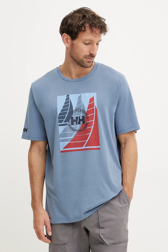 Helly Hansen t-shirt sportowy Race Graphic z elastanem niebieski 34419