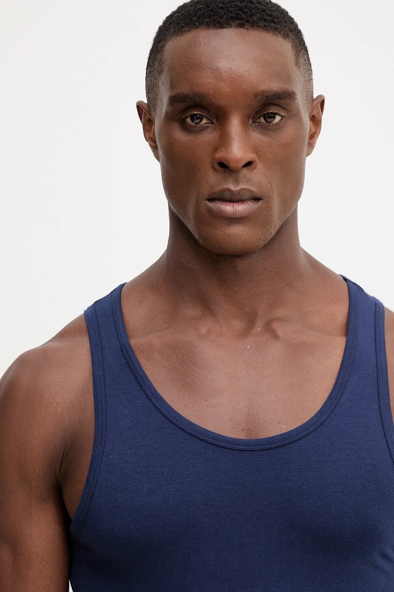 United Colors of Benetton top bărbați din bumbac cu elastan bleumarin 3OP82H257