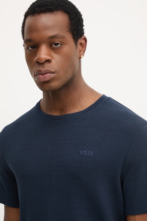 Oblečenie Tričko BOSS Rib T-Shirt 50509328 tmavomodrá