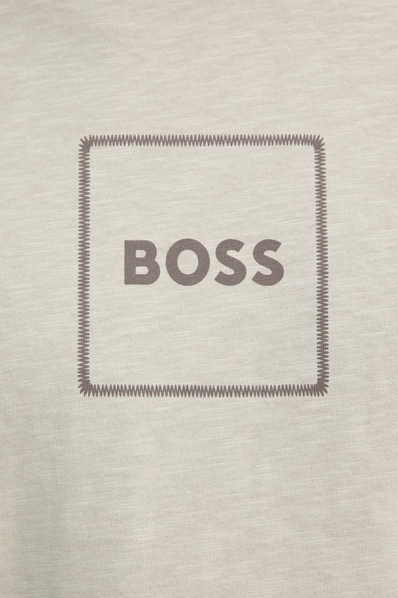 Tričko s prímesou ľanu BOSS Orange 50536729 béžová