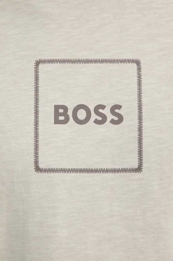 Tričko s prímesou ľanu BOSS Orange 50536729 béžová