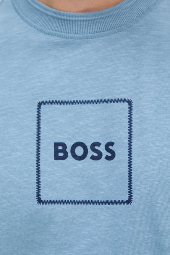 BOSS Orange tricou din amestec de in 50536729 albastru