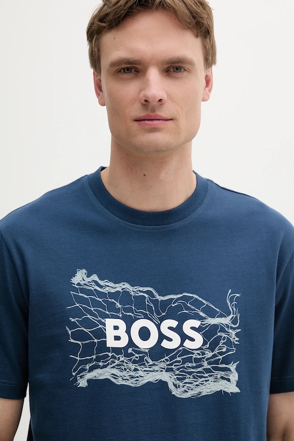 Oblečení Bavlněné tričko BOSS Orange 50539186 námořnická modř