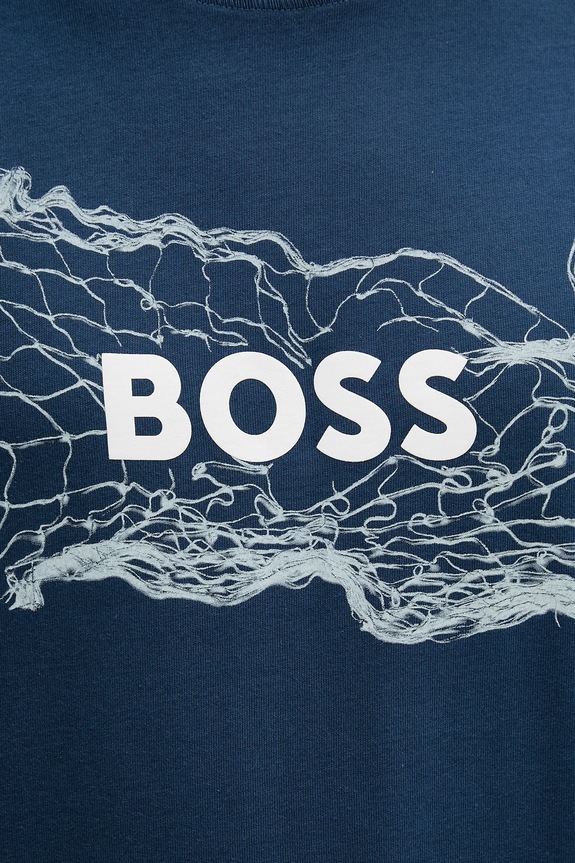 Bavlněné tričko BOSS Orange námořnická modř 50539186