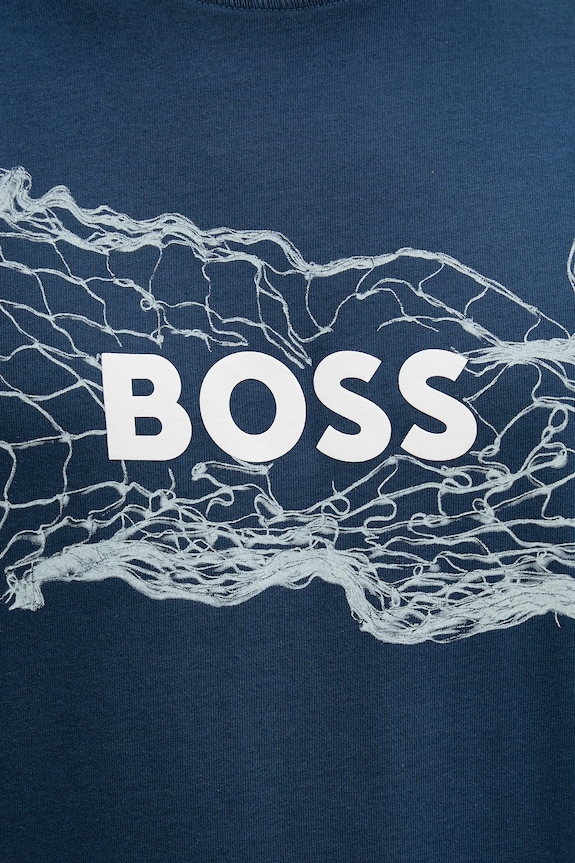 Bavlněné tričko BOSS Orange námořnická modř 50539186