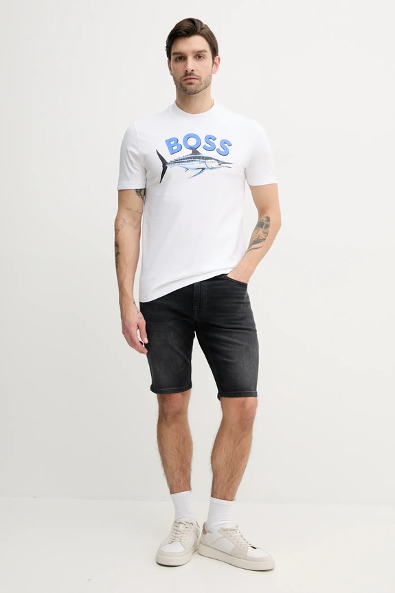 Памучна тениска BOSS Orange 50539196 бял SS25