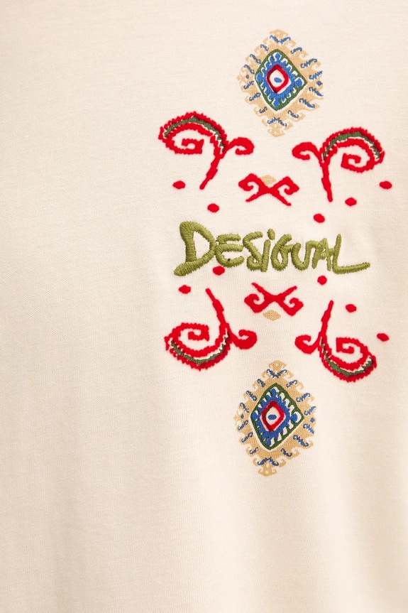 Desigual tricou din bumbac WISCONSIN 25SMTK10 bej