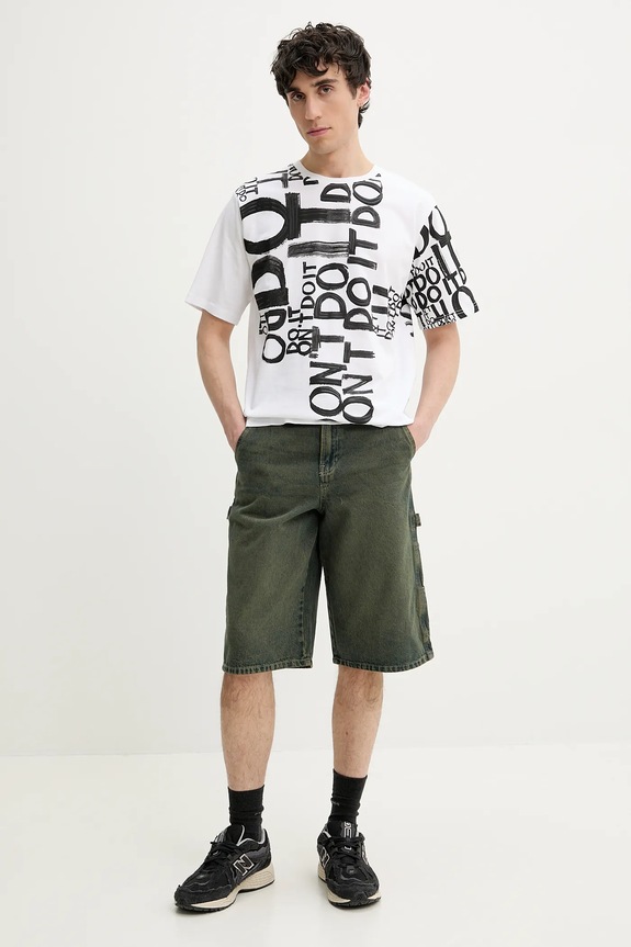 Desigual tricou din bumbac LONDON 25SMTK12 alb SS25