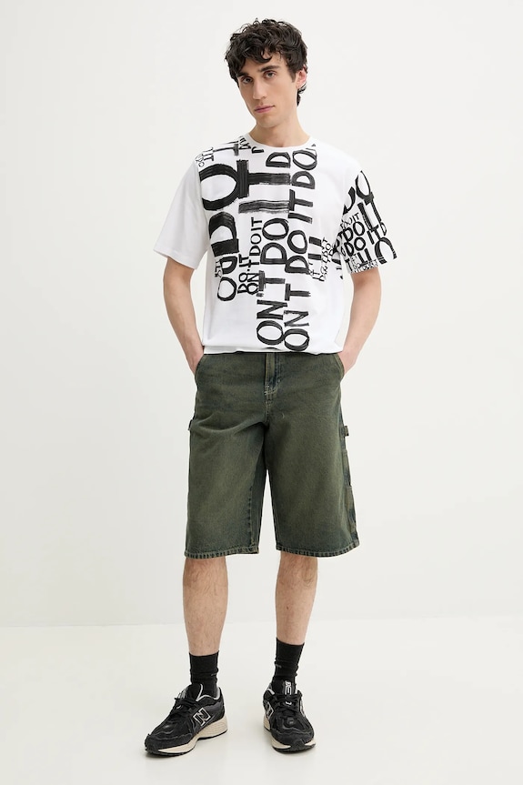 Desigual tricou din bumbac LONDON 25SMTK12 alb SS25