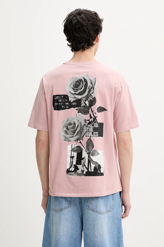 Odzież Desigual t-shirt bawełniany ROSA 25SMTK21 różowy