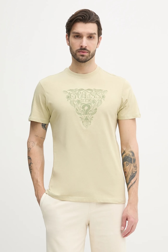 Хлопковая футболка Guess regular бежевый M5GI16.K8FQ4