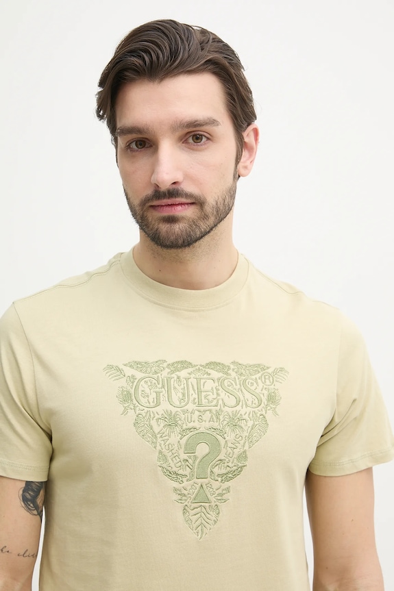 Хлопковая футболка Guess бежевый M5GI16.K8FQ4