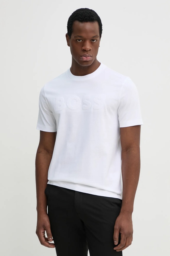BOSS t-shirt bawełniany regular biały 50536796