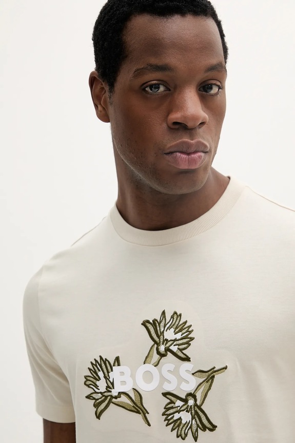 BOSS pamut póló bézs 50536796