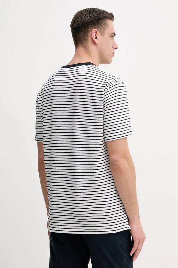 Ρούχα Μπλουζάκι με λινό μείγμα BOSS 50537498 σκούρο μπλε