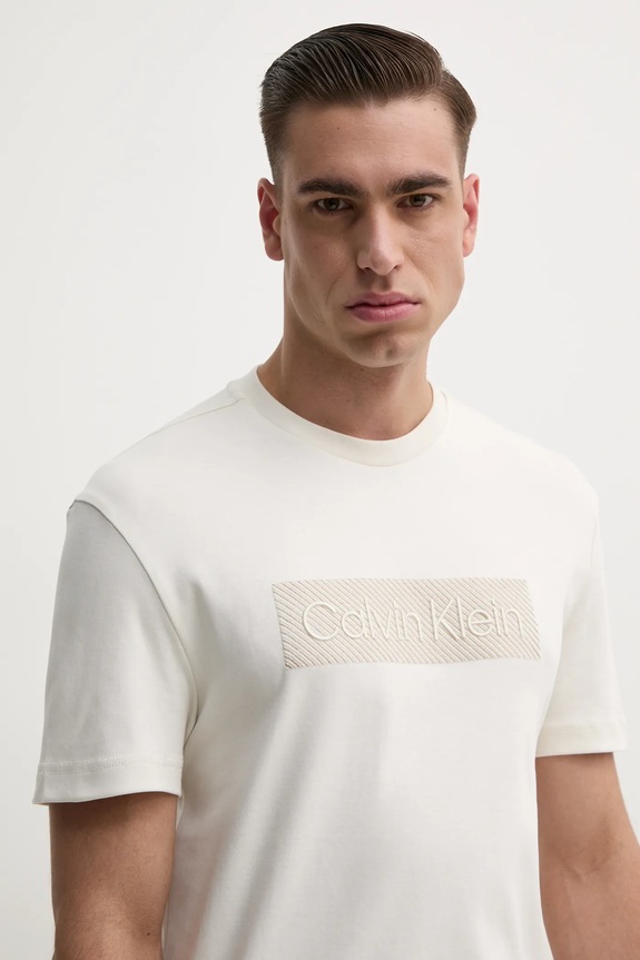 Bavlněné tričko Calvin Klein béžová K10K112491