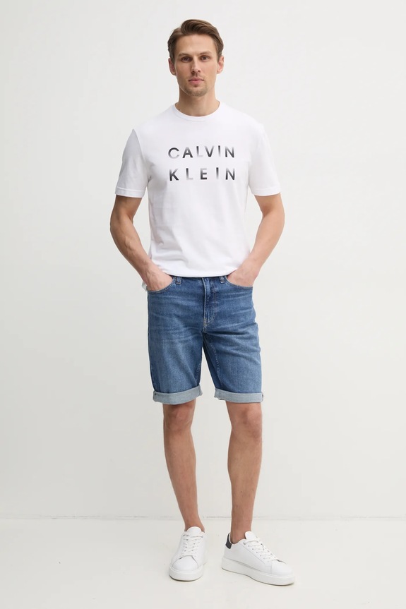 Bavlnené tričko Calvin Klein K10K114156 biela SS25
