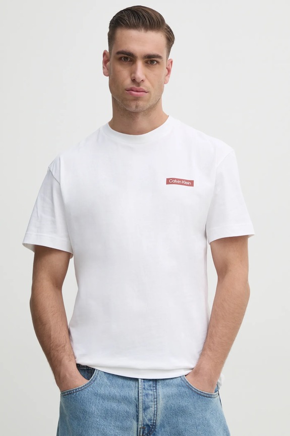 Bavlnené tričko Calvin Klein relaxed biela K10K114158