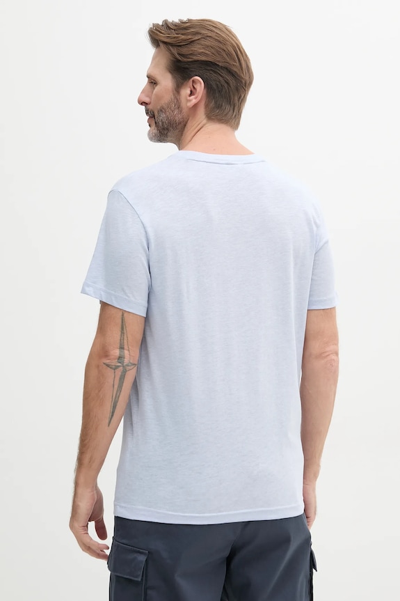 Oblečenie Tričko s prímesou ľanu Calvin Klein KM0KM01138 modrá
