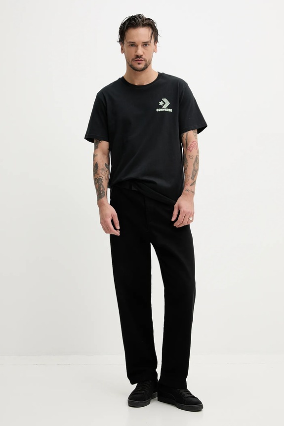 Βαμβακερό μπλουζάκι Converse 10027346.A01 μαύρο SS25