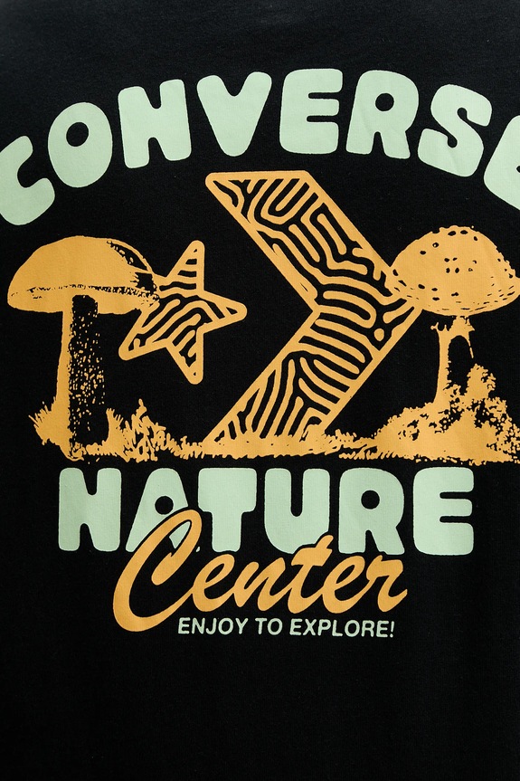 Βαμβακερό μπλουζάκι Converse 10027346.A01 μαύρο