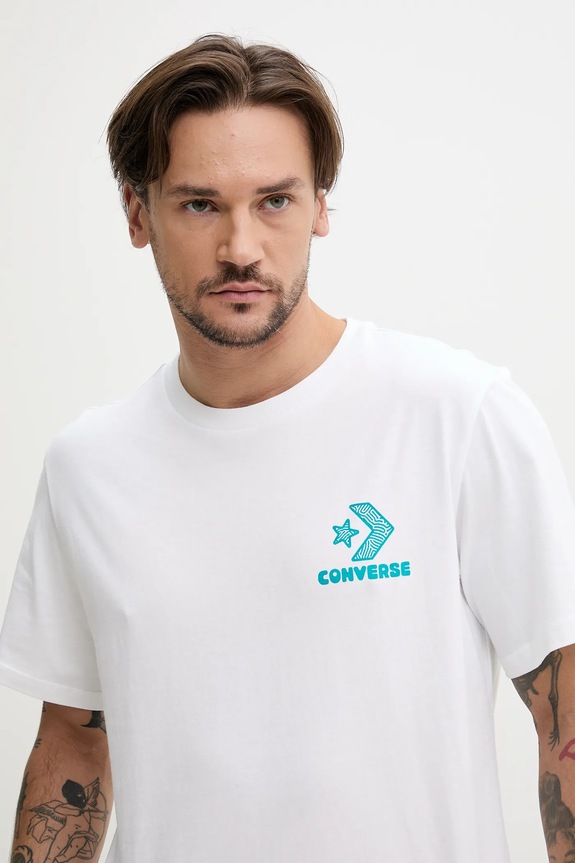 Converse t-shirt in cotone 10027346.A02 bianco