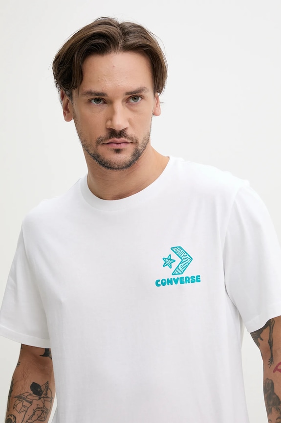 Converse t-shirt in cotone 10027346.A02 bianco