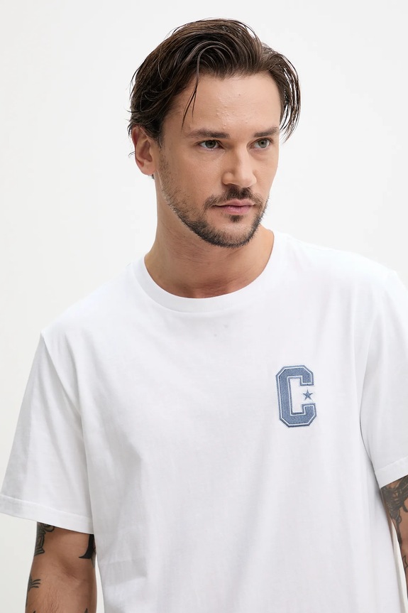 Bombažna kratka majica Converse bela 10027362.A02