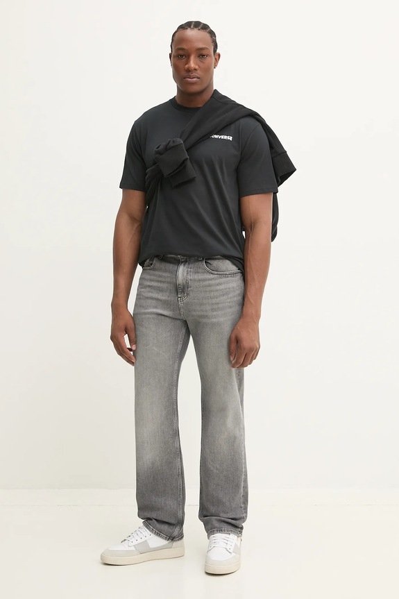 Pamučna majica Converse 10027367.A01 crna SS25