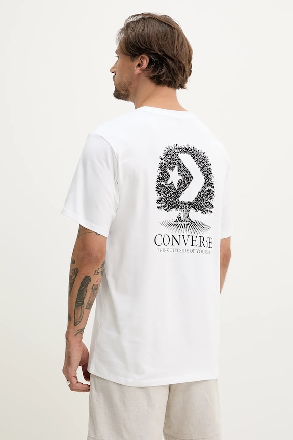 Ρούχα Βαμβακερό μπλουζάκι Converse 10027666.A02 λευκό