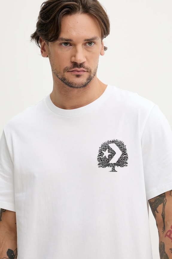 Βαμβακερό μπλουζάκι Converse λευκό 10027666.A02