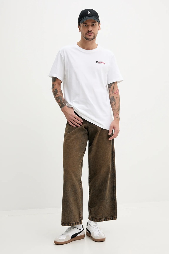 Βαμβακερό μπλουζάκι Converse 10027993.A02 λευκό SS25