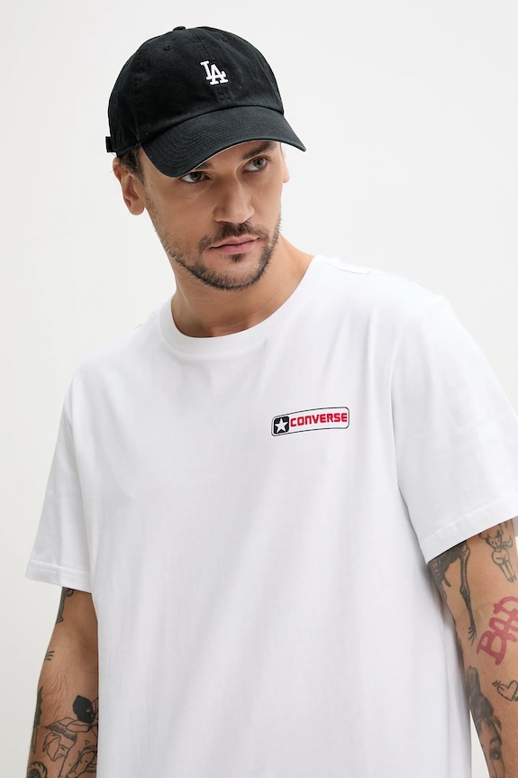 Βαμβακερό μπλουζάκι Converse λευκό 10027993.A02