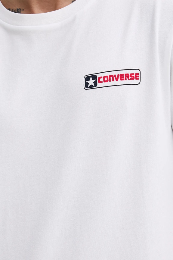 Βαμβακερό μπλουζάκι Converse 10027993.A02 λευκό