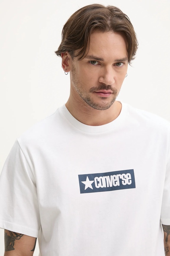 Bavlnené tričko Converse biela 10027995.A02